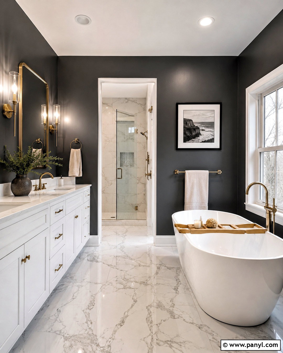 Dark Grey Bathroom Walls With White Fixtures - 20 dark grey and white bathroom ideas