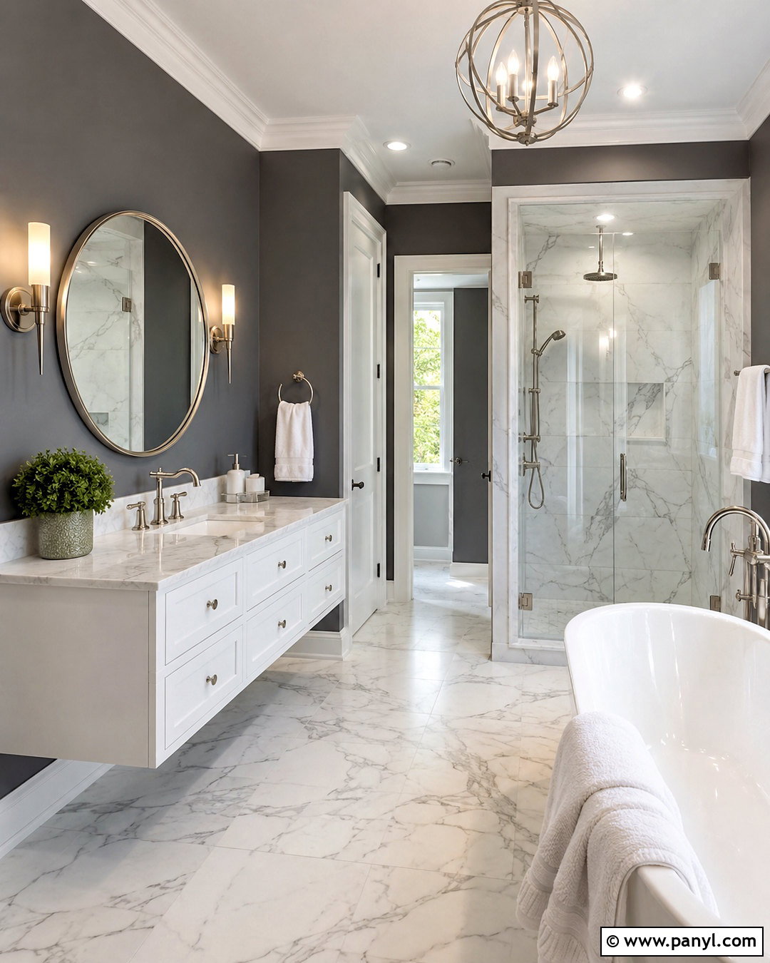 Dark Grey Bathroom Walls With White Marble - 20 dark grey bathroom walls