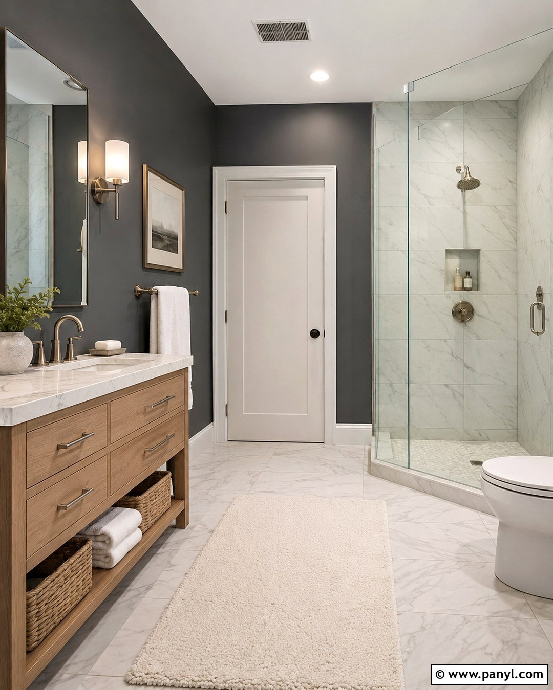 Dark Grey Bathroom Walls With White Marble - 20 Dark Grey Interior Walls