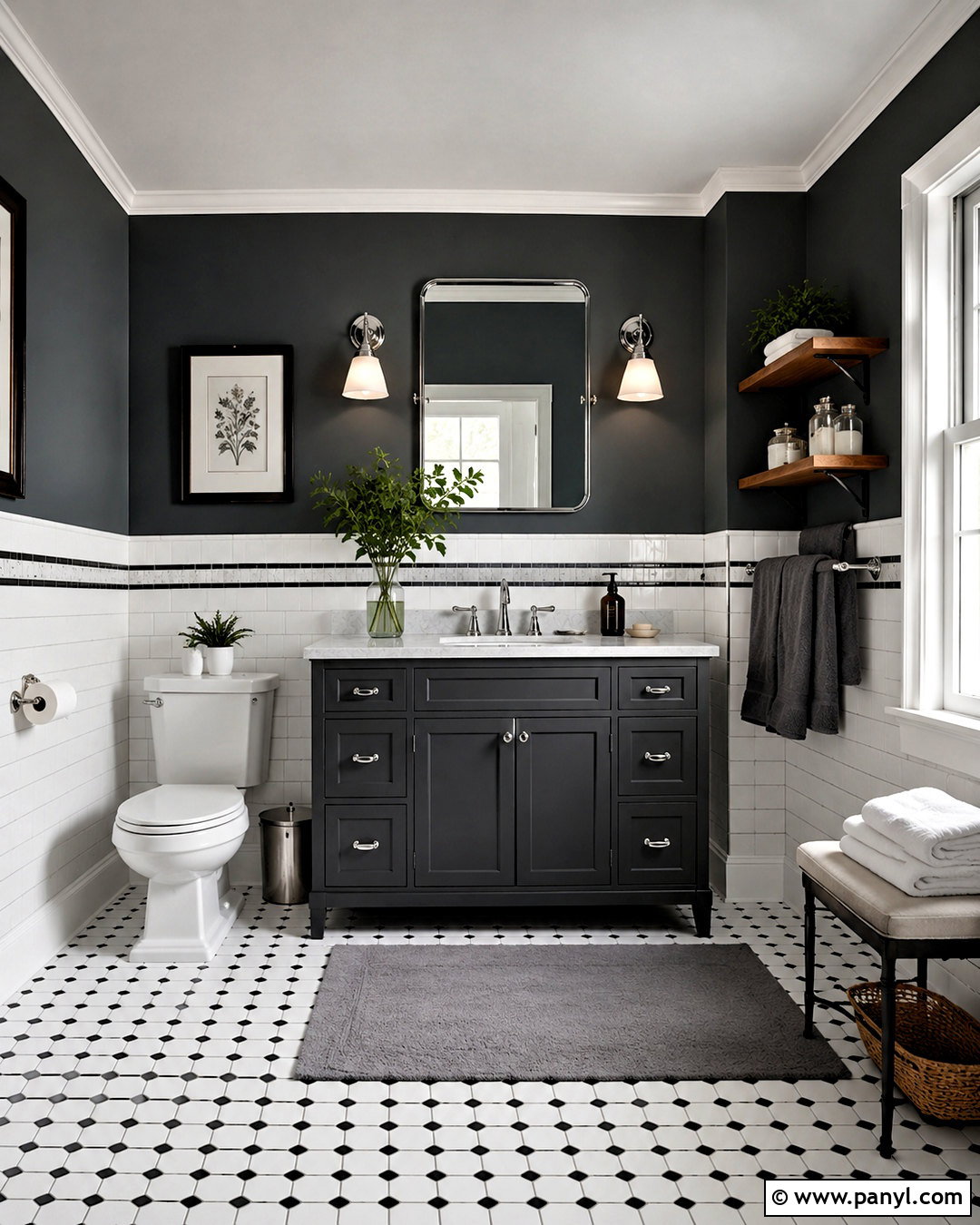 Dark Grey Bathroom Walls With White Subway Tile - 20 dark grey bathroom walls