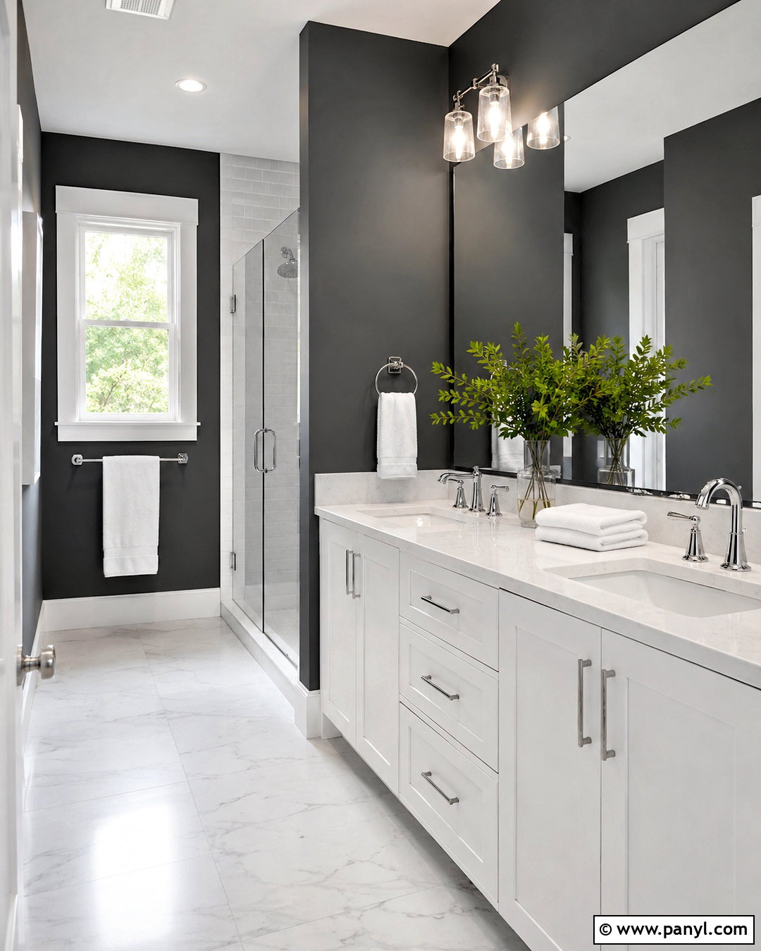 Dark Grey Bathroom Walls With White Vanity - 20 dark grey bathroom walls