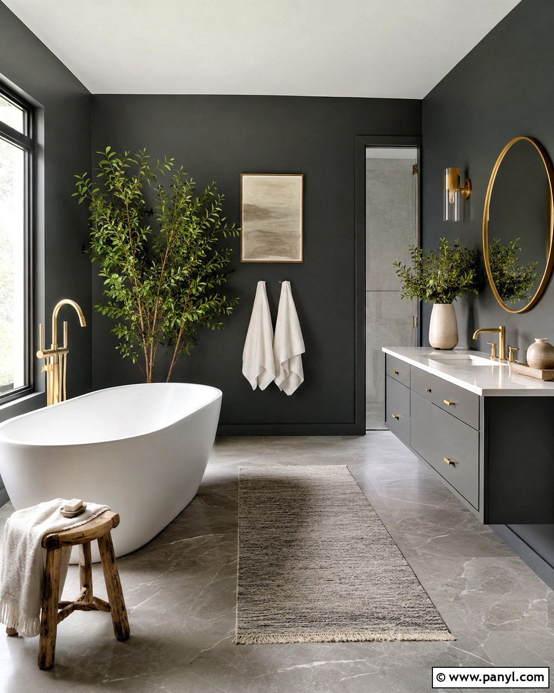 Dark Grey Bathroom With Freestanding Tub - 20 dark grey bathroom ideas