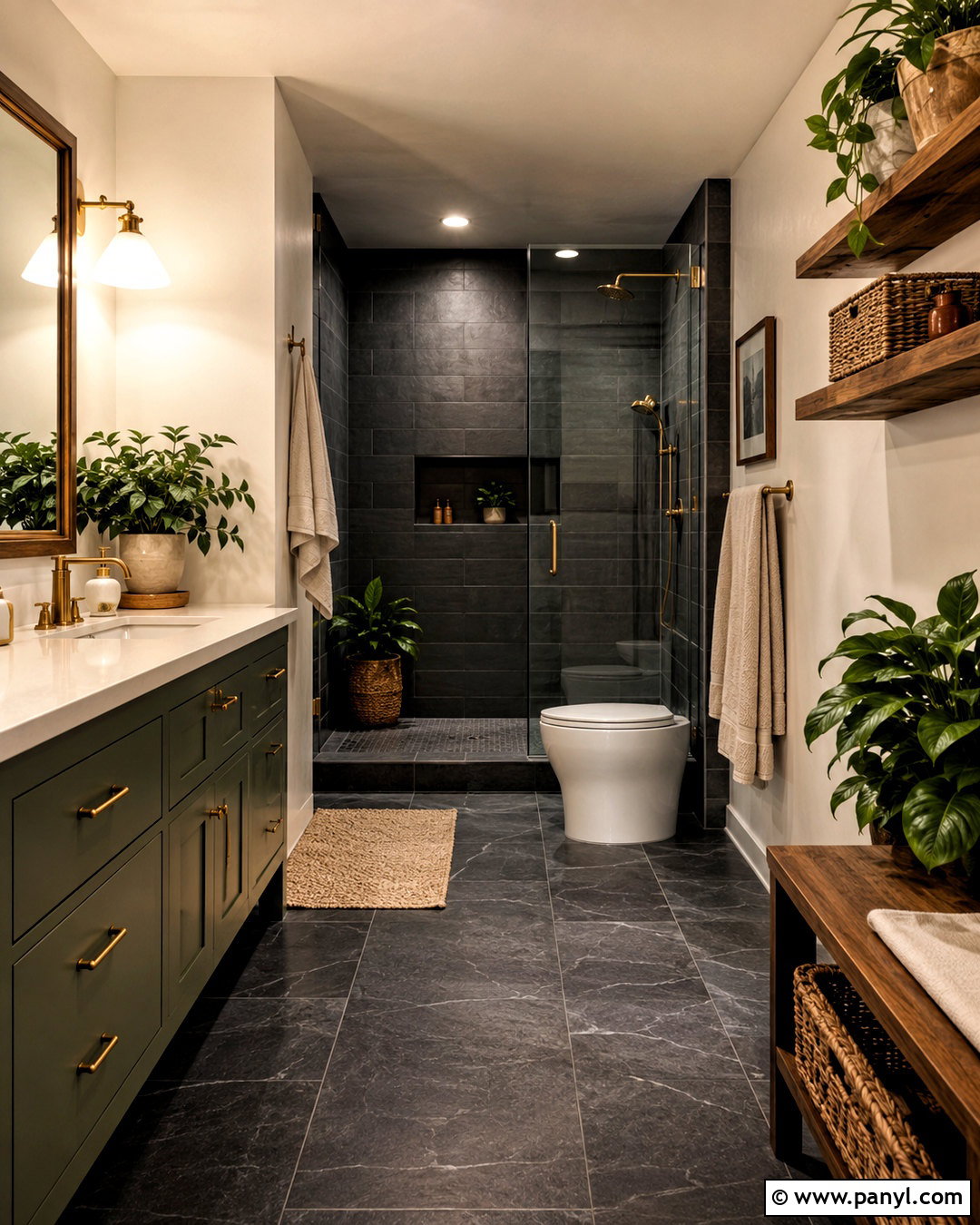 Dark Grey Bathroom With Green Accents - 20 dark grey bathroom ideas