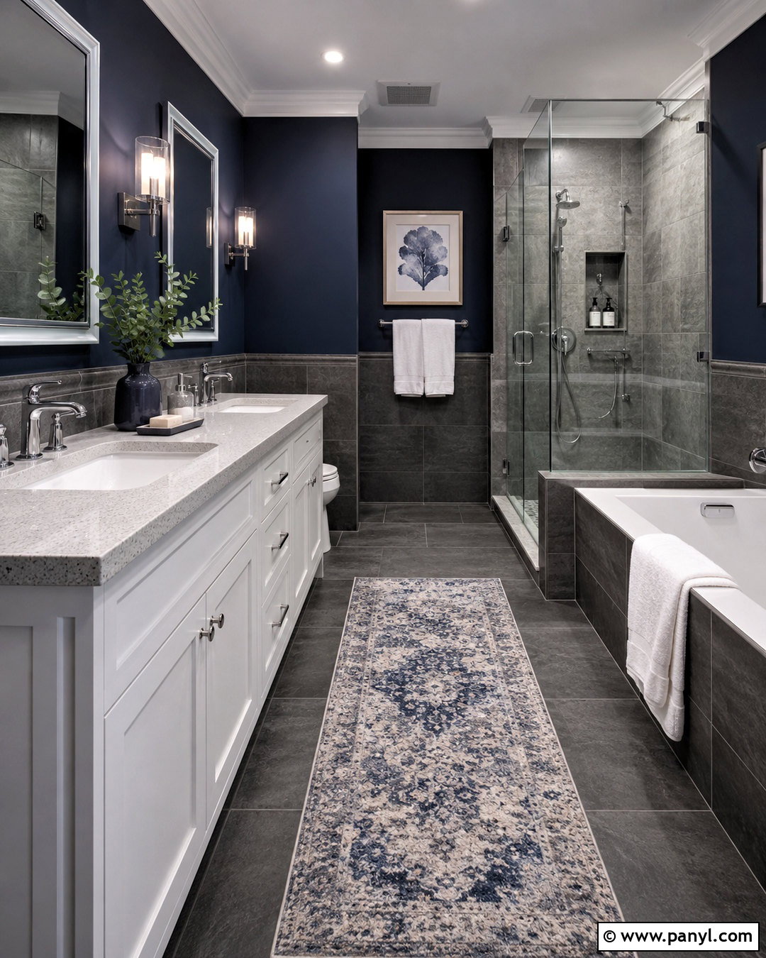 Dark Grey Bathroom With Navy Accents - 20 dark grey bathroom ideas