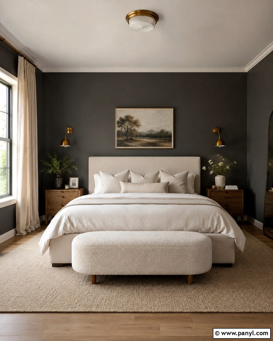 Dark Grey Bedroom Walls With Cream Bedding - 20 Dark Grey Interior Walls