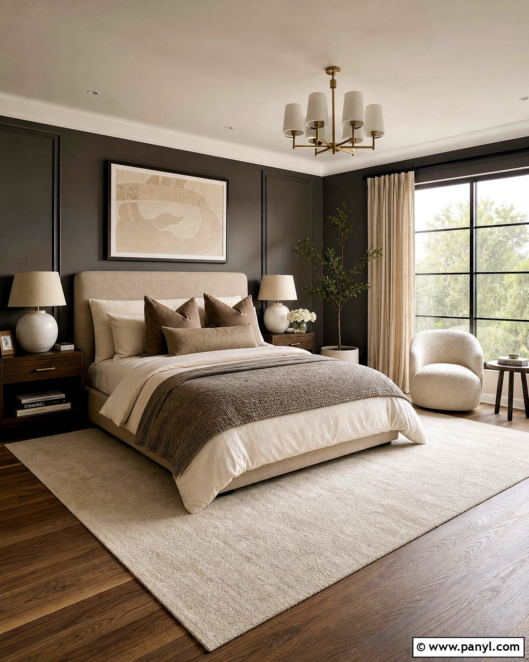 Dark Grey Bedroom With Beige Accents - 20 dark grey walls bedroom ideas
