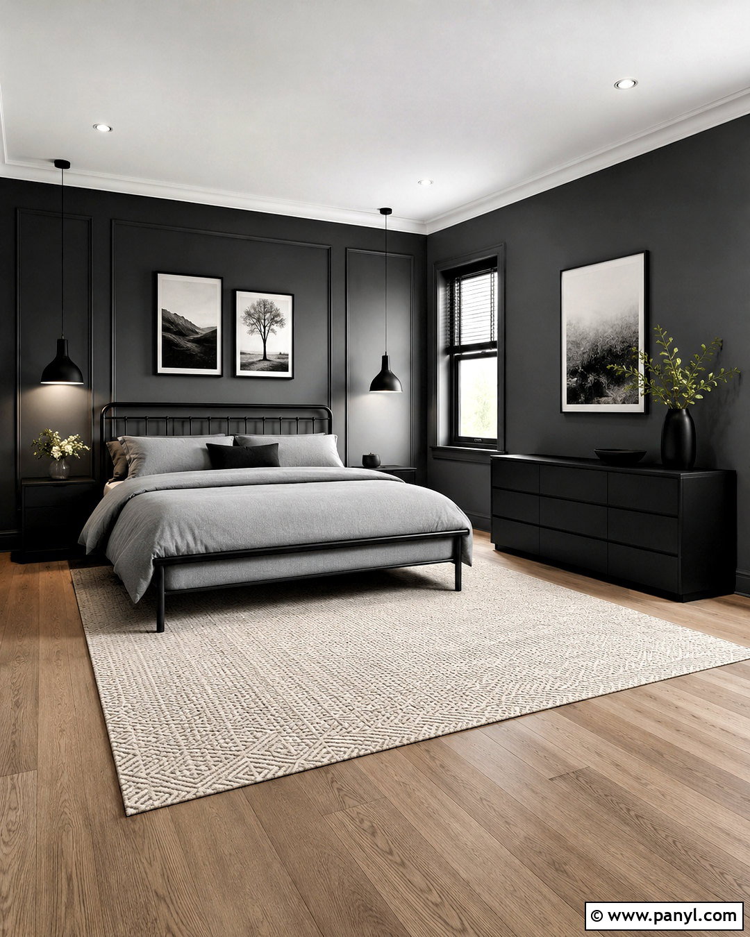 Dark Grey Bedroom With Black Details - 20 dark grey bedroom ideas