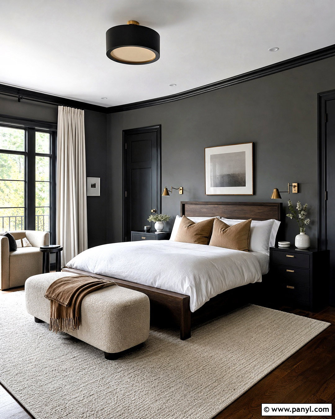 Dark Grey Bedroom With Black Trim - 20 grey walls with black trim ideas