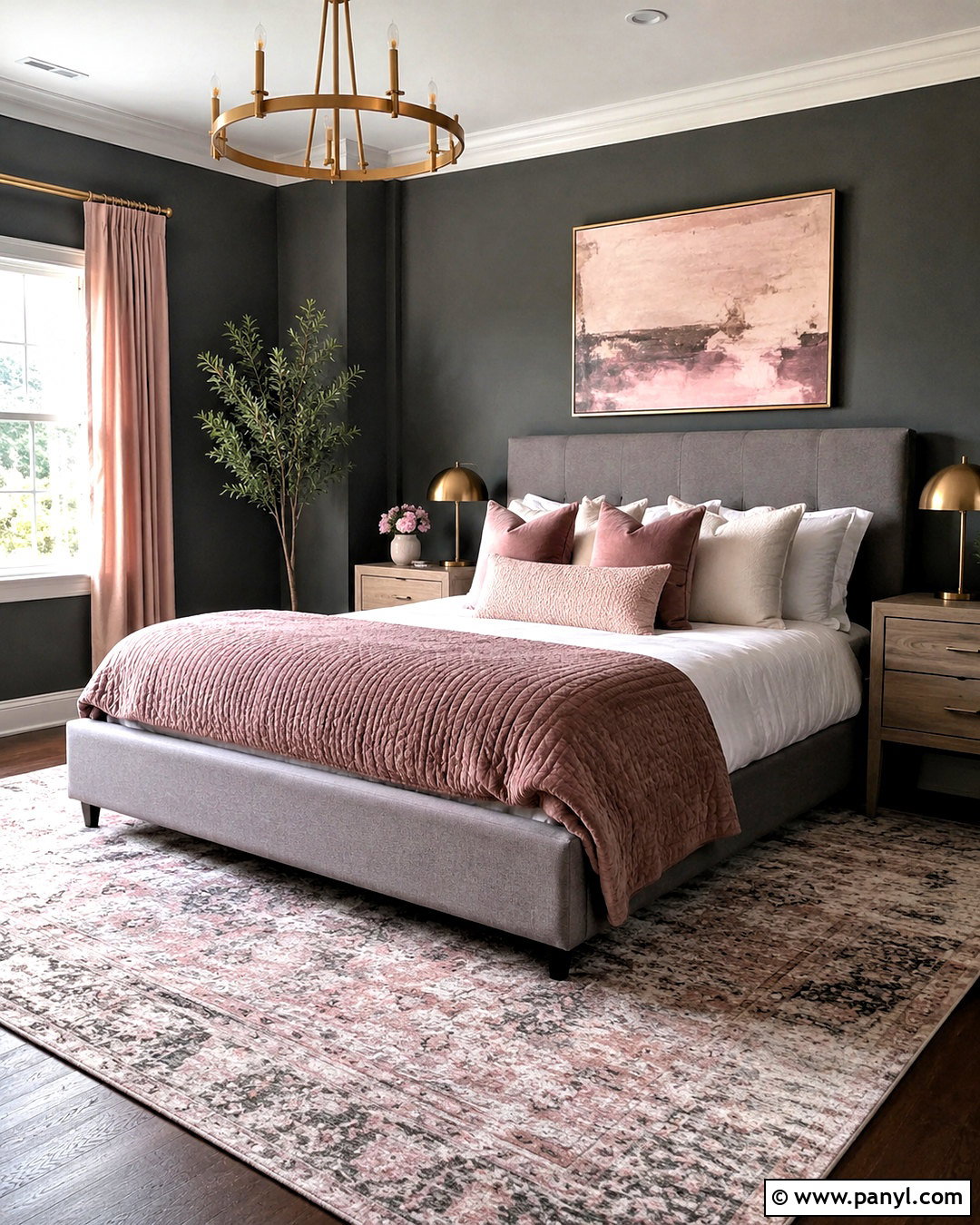 Dark Grey Bedroom With Blush Pink - 20 dark grey bedroom ideas