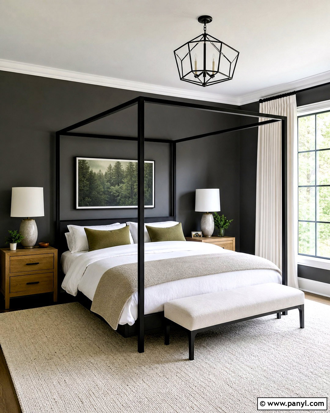 Dark Grey Bedroom With Canopy Bed - 20 dark grey walls bedroom ideas