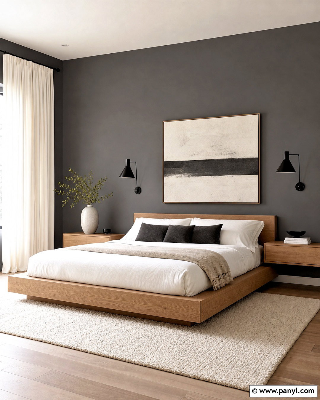 Dark Grey Bedroom With Minimalist Decor - 20 dark grey walls bedroom ideas