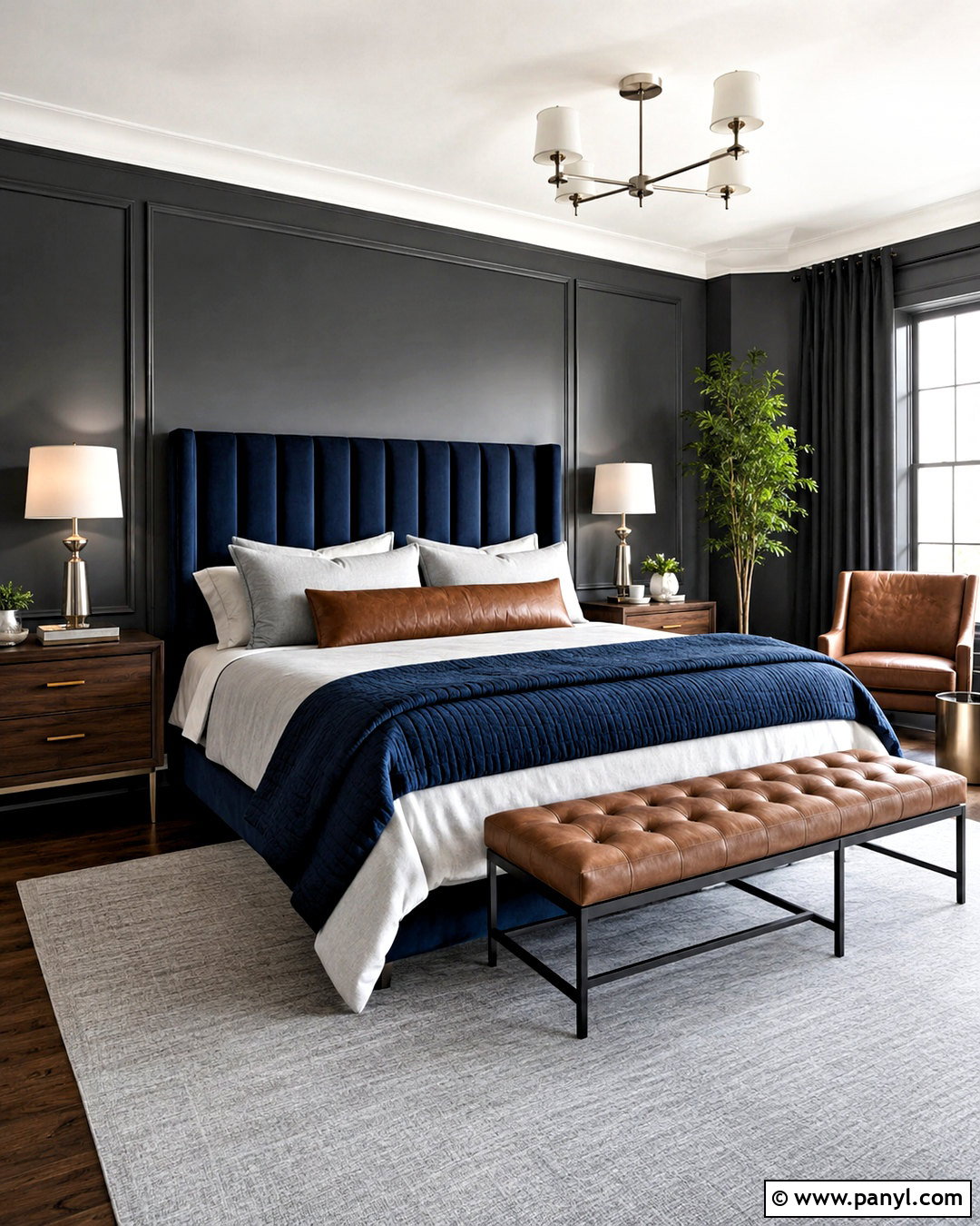 Dark Grey Bedroom With Navy Blue - 20 dark grey bedroom ideas