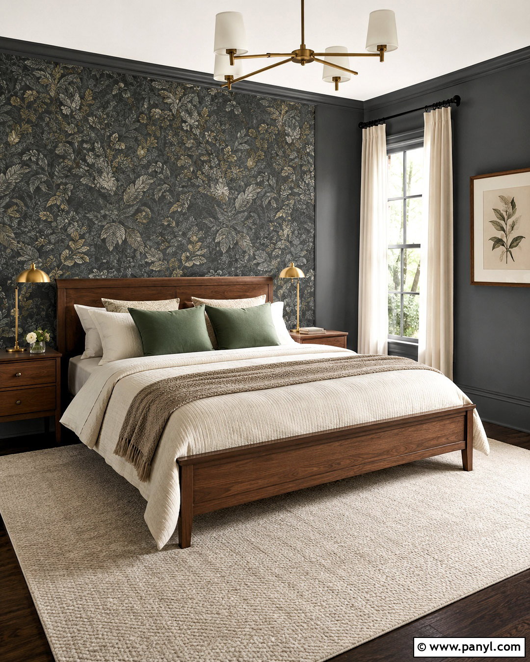 Dark Grey Bedroom With Patterned Wallpaper - 20 dark grey bedroom ideas