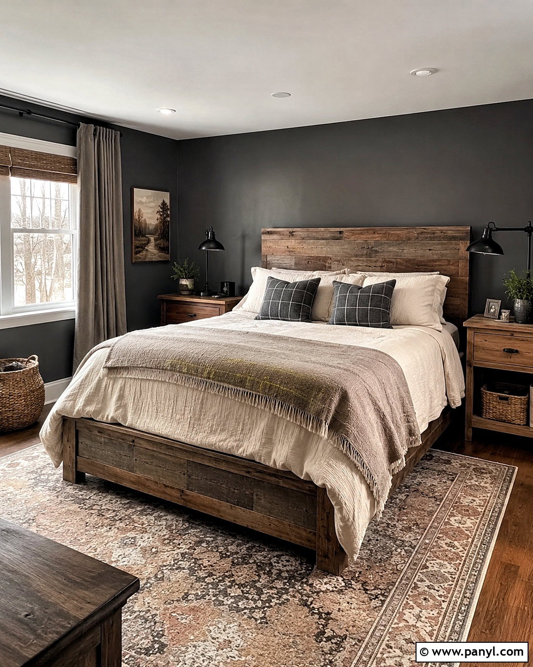 Dark Grey Bedroom With Rustic Decor - 20 dark grey bedroom ideas