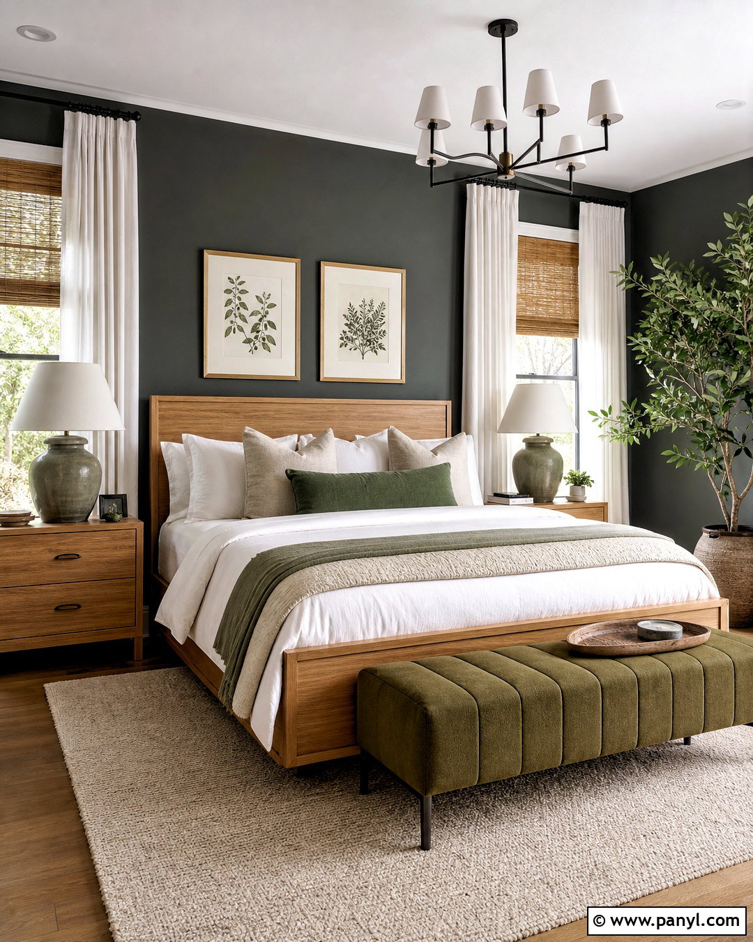 Dark Grey Bedroom With Sage Green Accents - 20 dark grey walls bedroom ideas