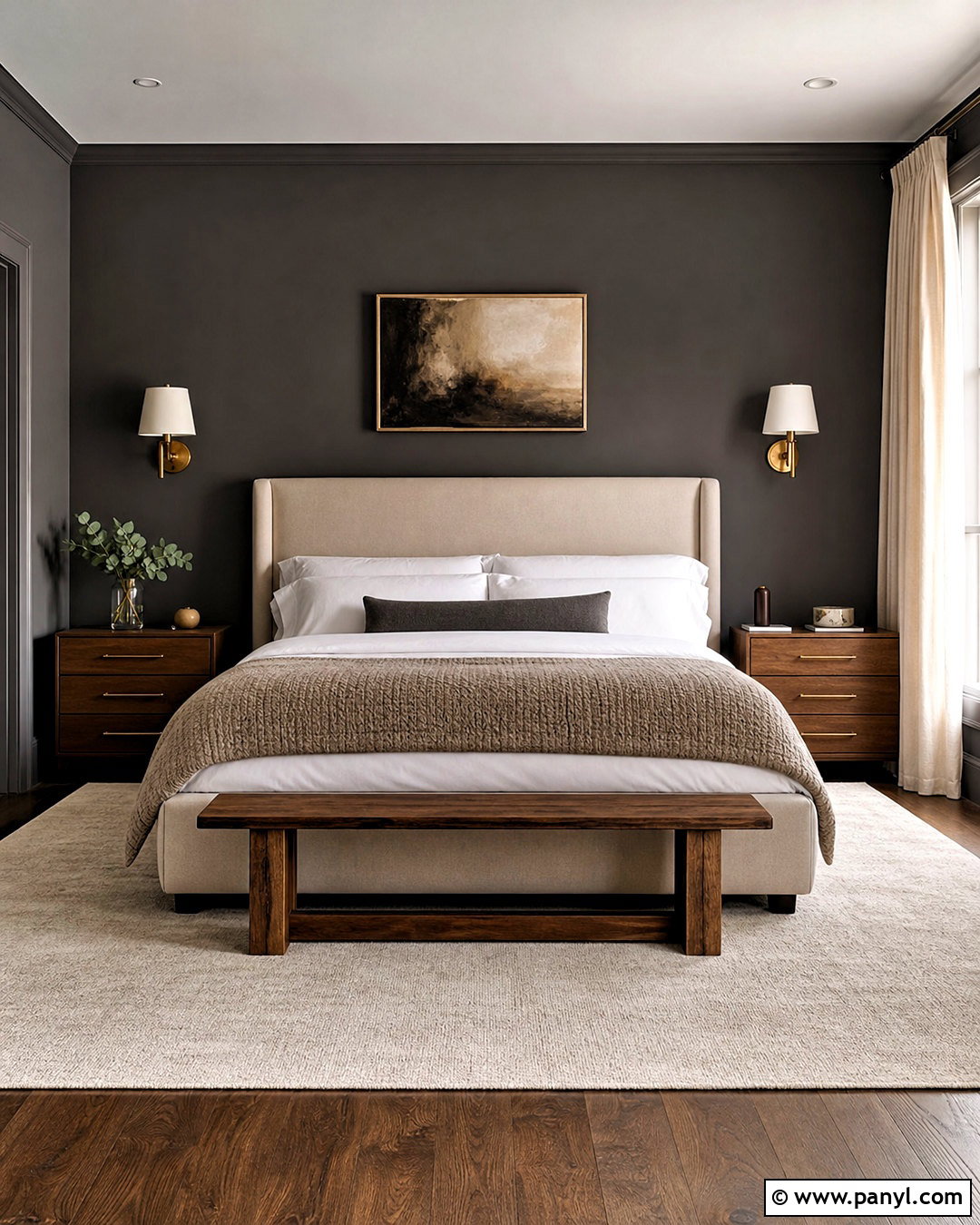 Dark Grey Bedroom With Upholstered Bed - 20 dark grey interior ideas