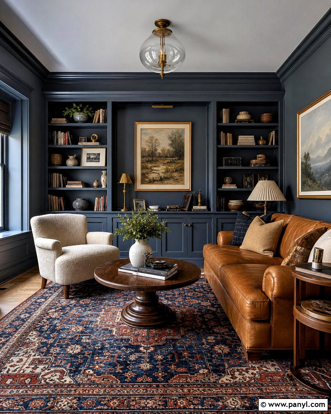 Dark Grey Blue Walls In A Cozy Den - 20 grey blue walls
