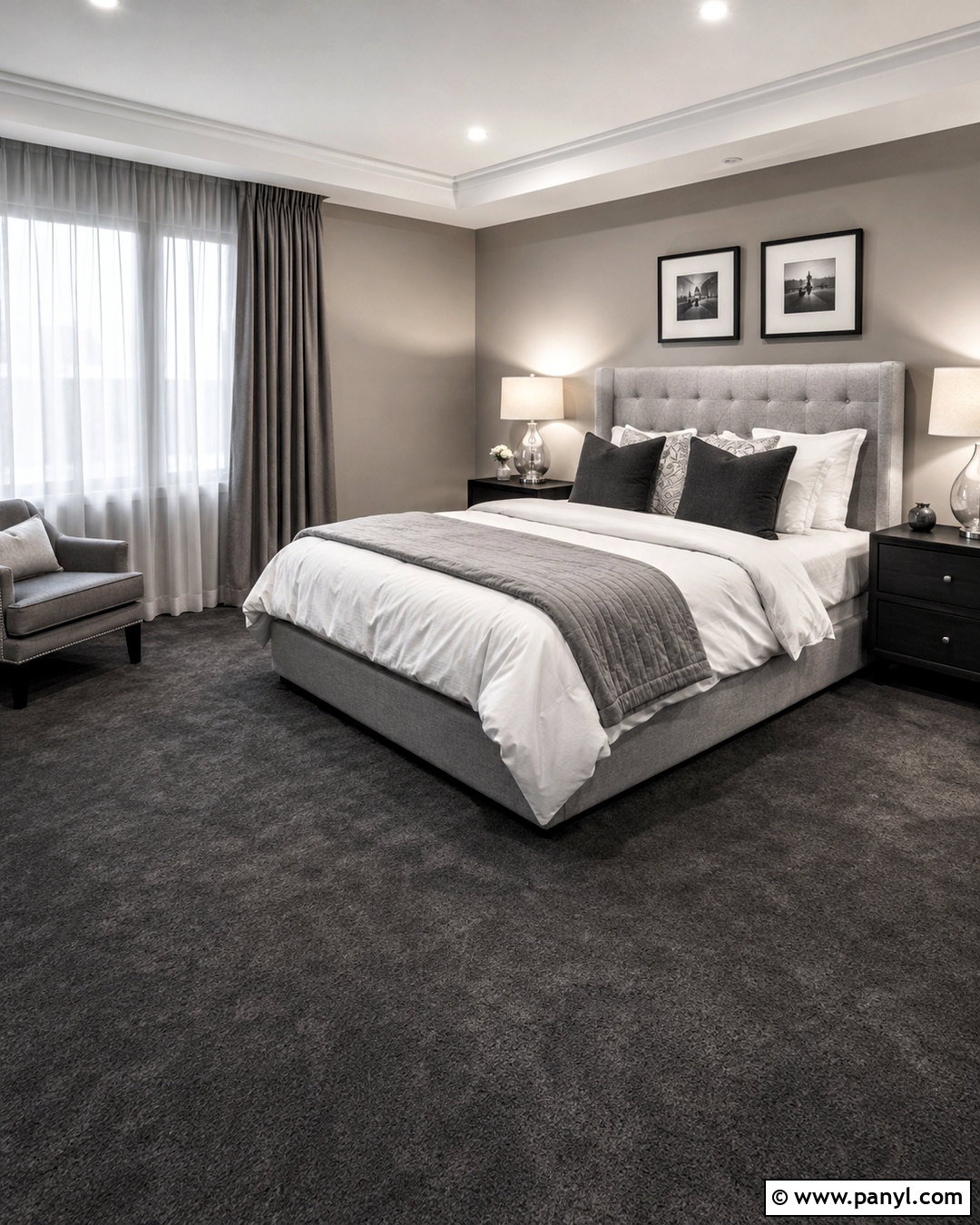 Dark Grey Carpet Bedroom With Grey Walls - 20 dark grey carpet bedroom ideas