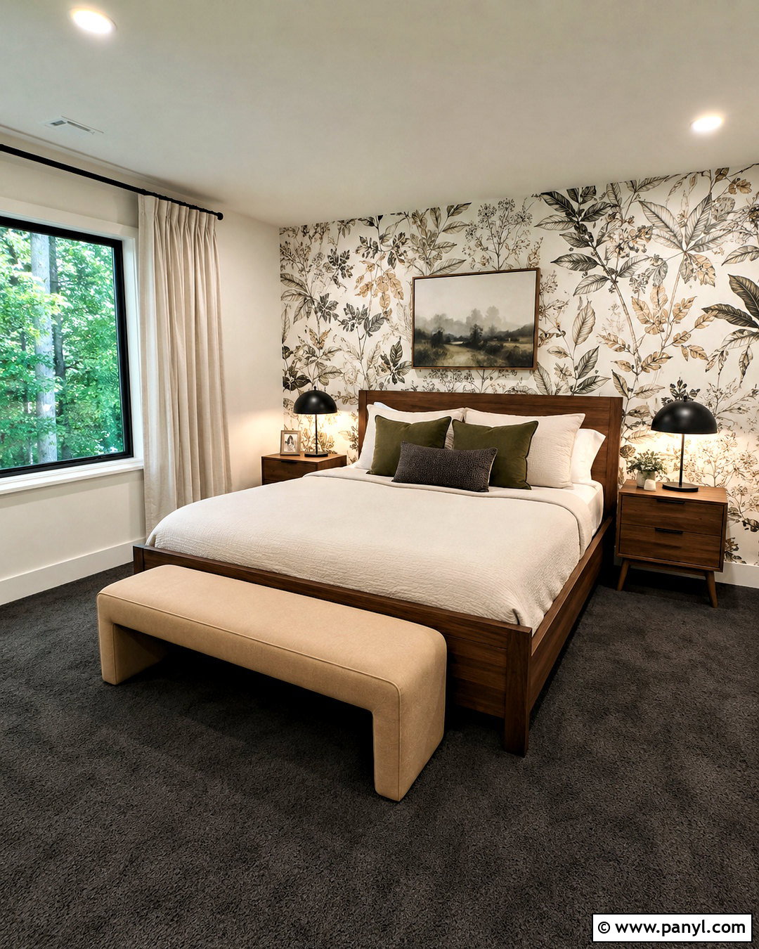 Dark Grey Carpet Bedroom With Wallpaper - 20 dark grey carpet bedroom ideas