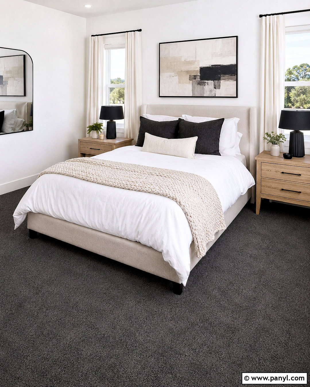 Dark Grey Carpet Bedroom With White Walls - 20 dark grey carpet bedroom ideas