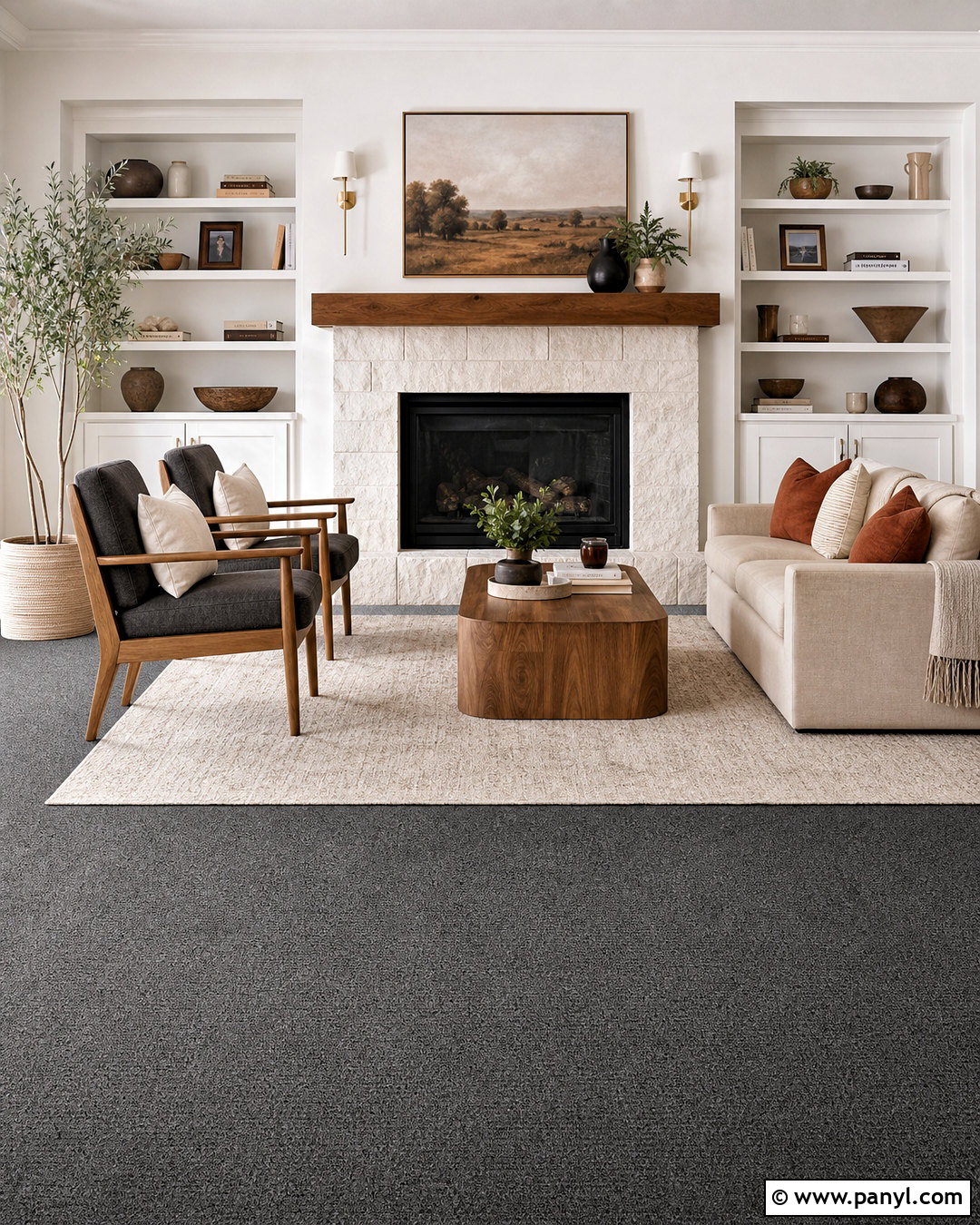 Dark Grey Carpet With A Fireplace - 20 dark grey carpet living room ideas
