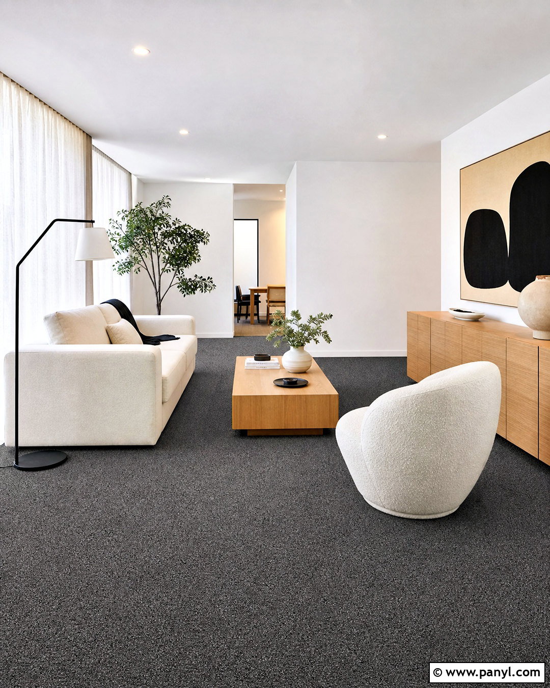 Dark Grey Carpet With Minimalist Decor - 20 dark grey carpet living room ideas