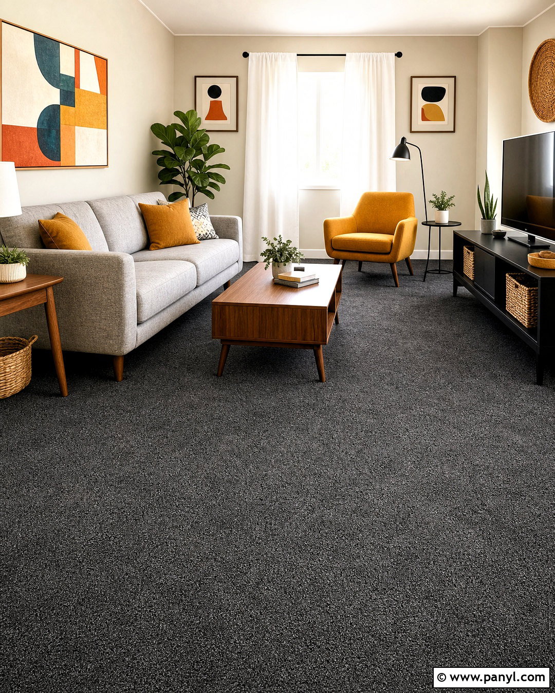 Dark Grey Carpet With Mustard Yellow - 20 dark grey carpet living room ideas