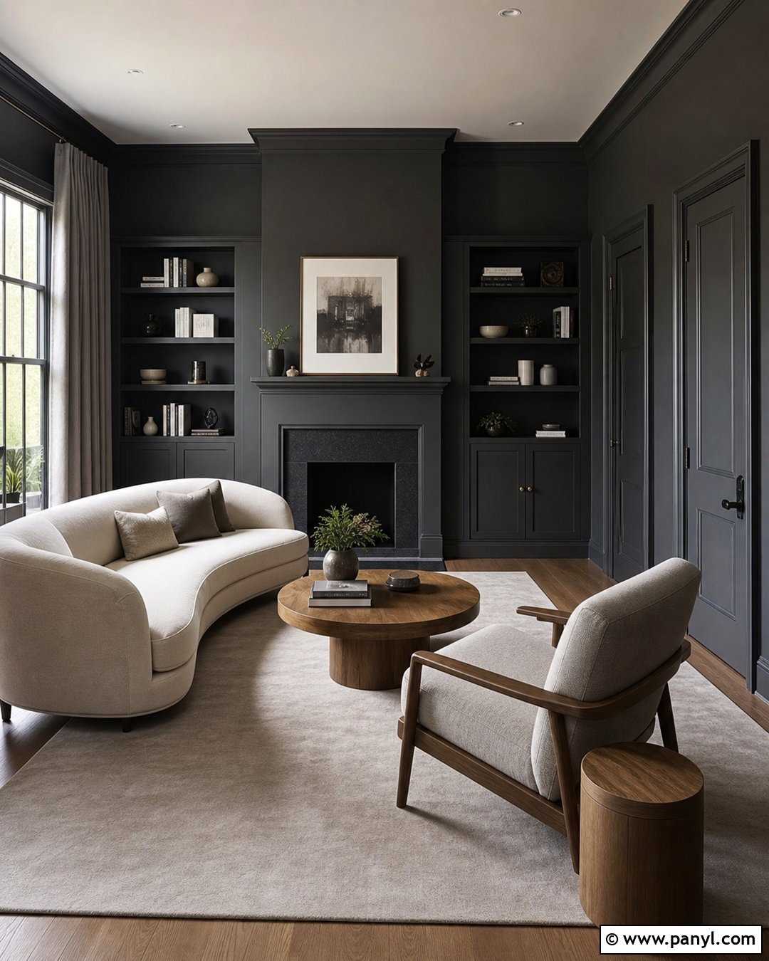 Dark Grey Color Drenched Room - 25 Dark Grey Wall Color Ideas