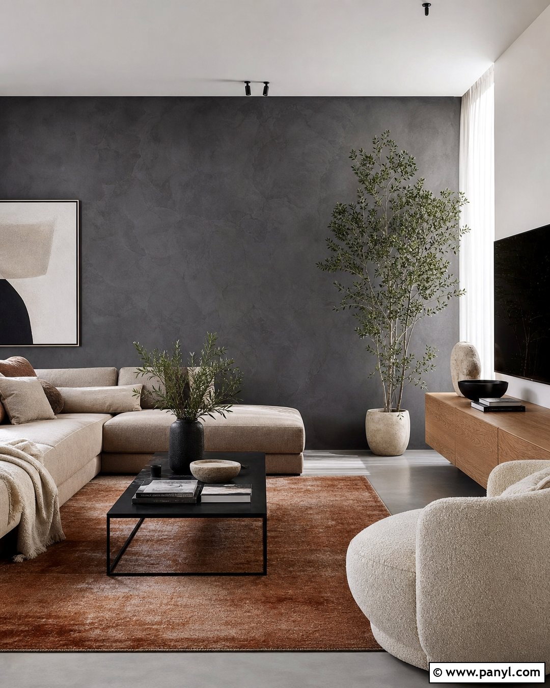 Dark Grey Concrete Accent Wall - 30 Dark Grey Accent Wall Ideas