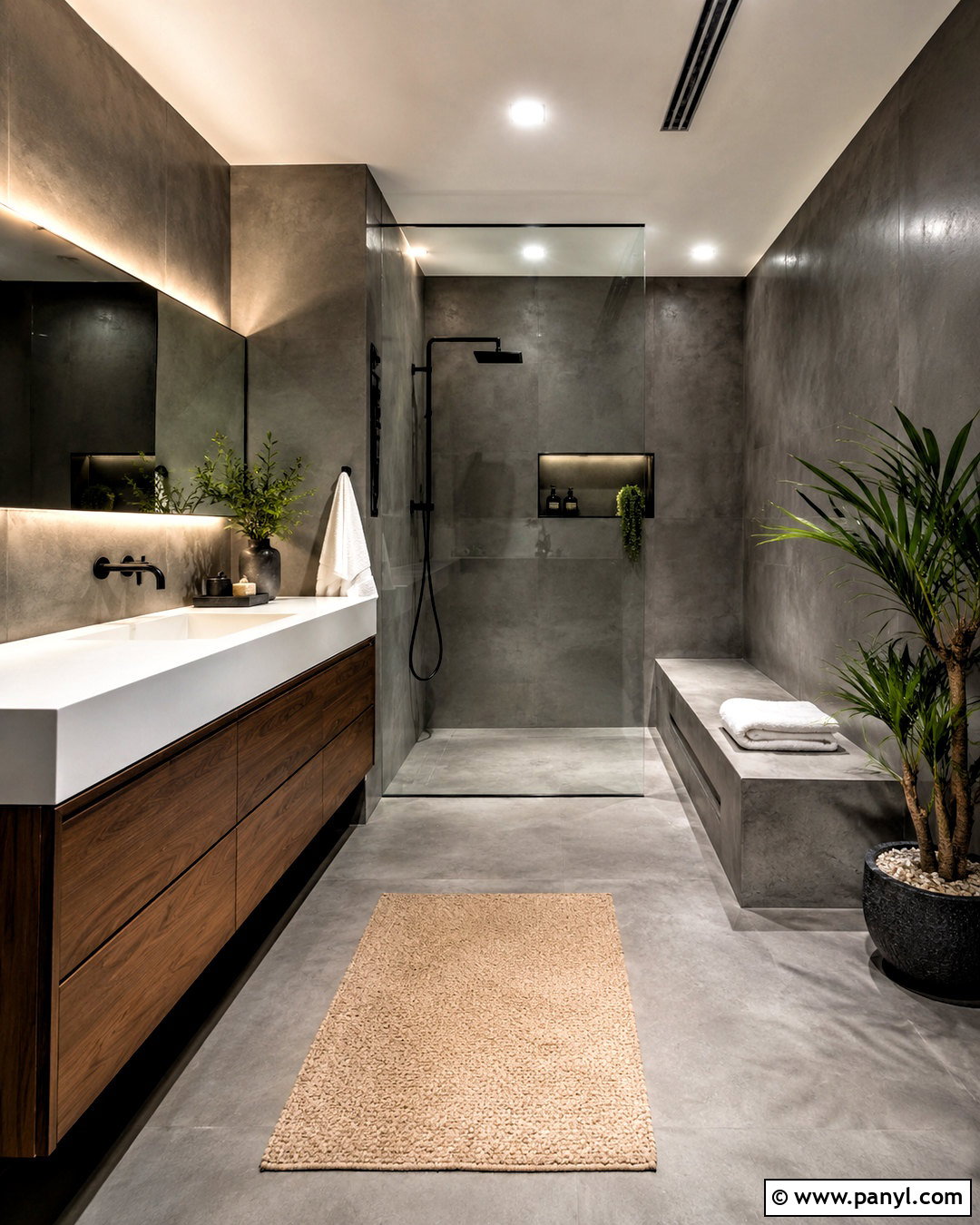 Dark Grey Concrete Bathroom - 20 dark grey bathroom ideas