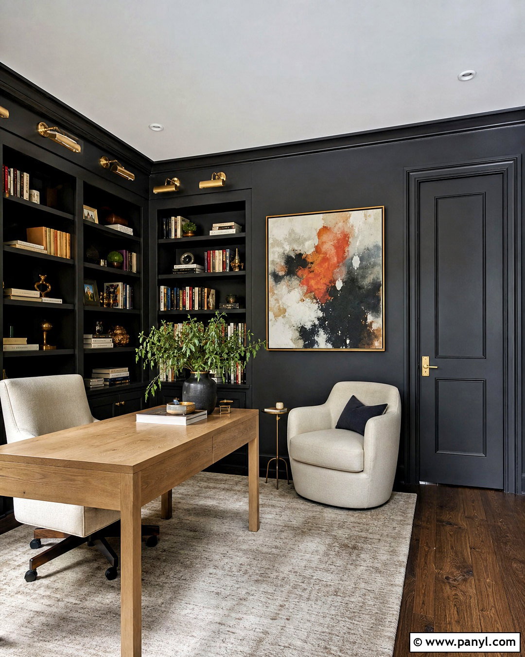 Dark Grey Doors With Color-Drenched Walls - 20 dark grey doors interior ideas