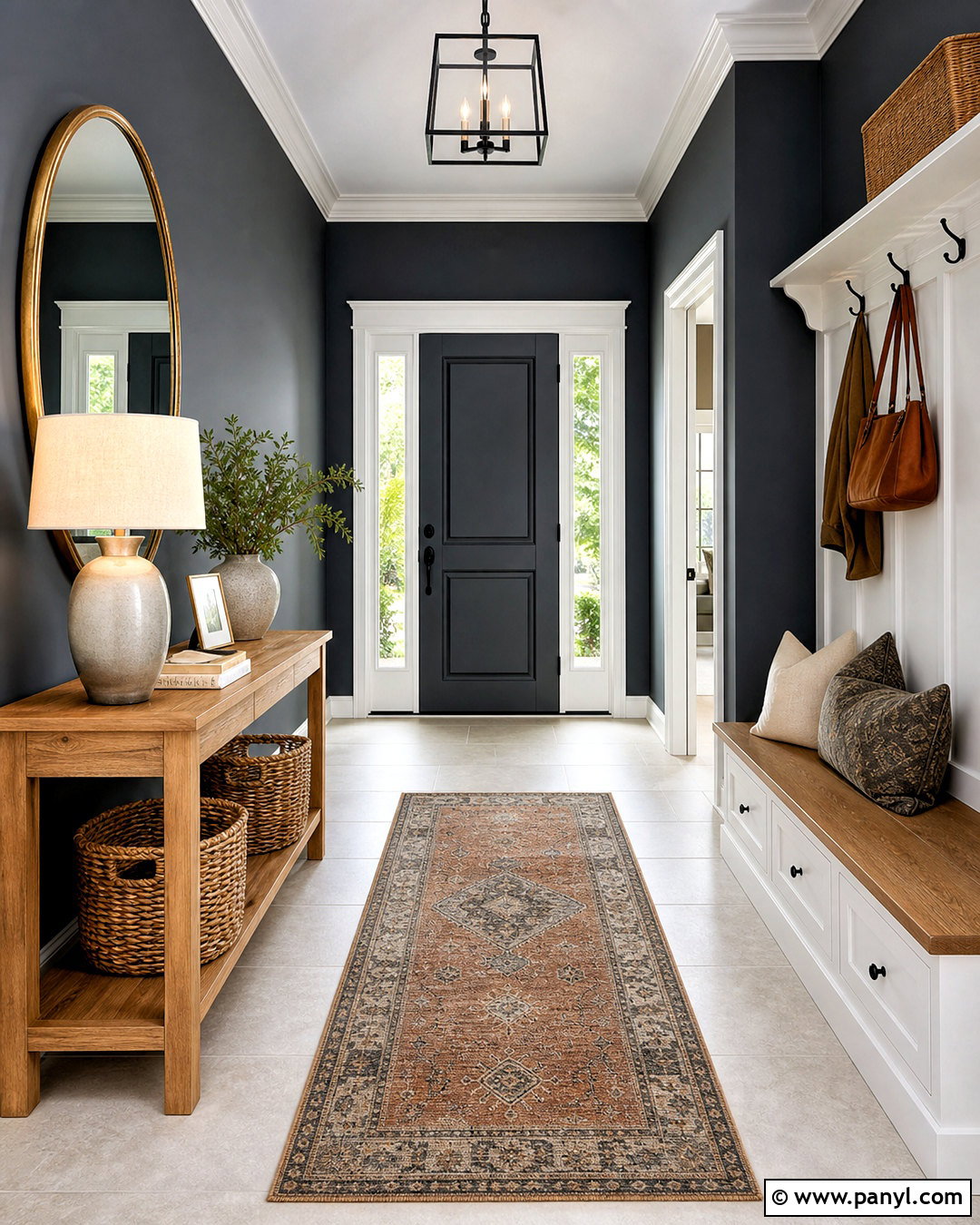 Dark Grey Entryway With Light Flooring - 20 dark grey interior ideas