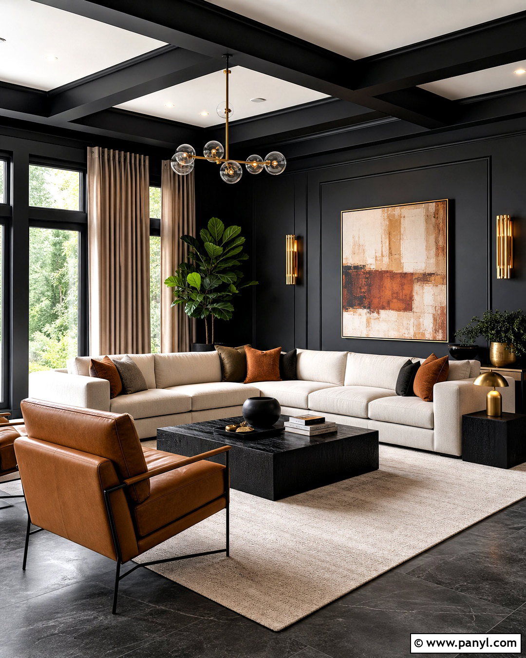 Dark Grey Floor Living Room With Charcoal Walls - 20 grey floor living room ideas