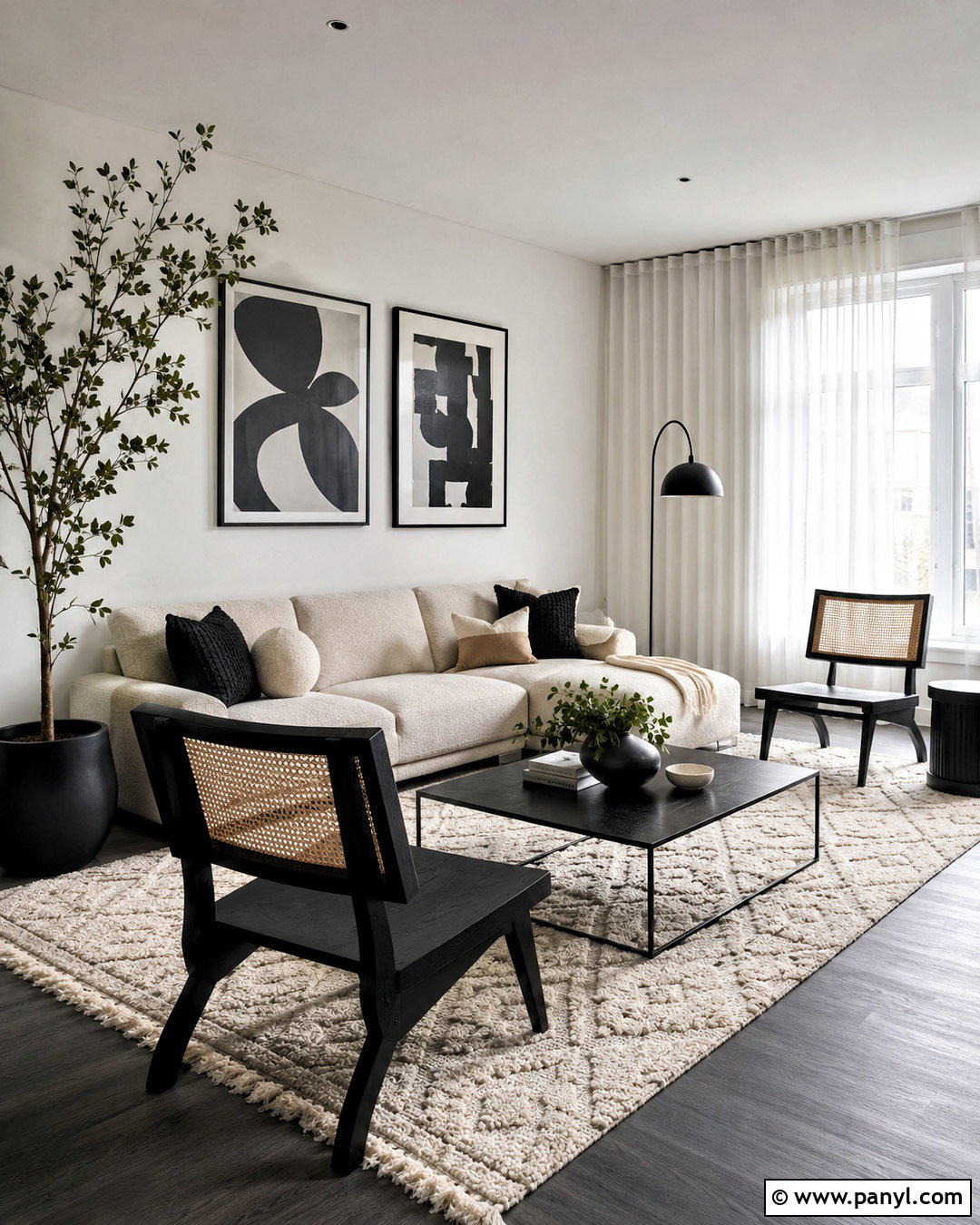 Dark Grey Flooring With Black And White Decor - 20 dark grey flooring living room ideas