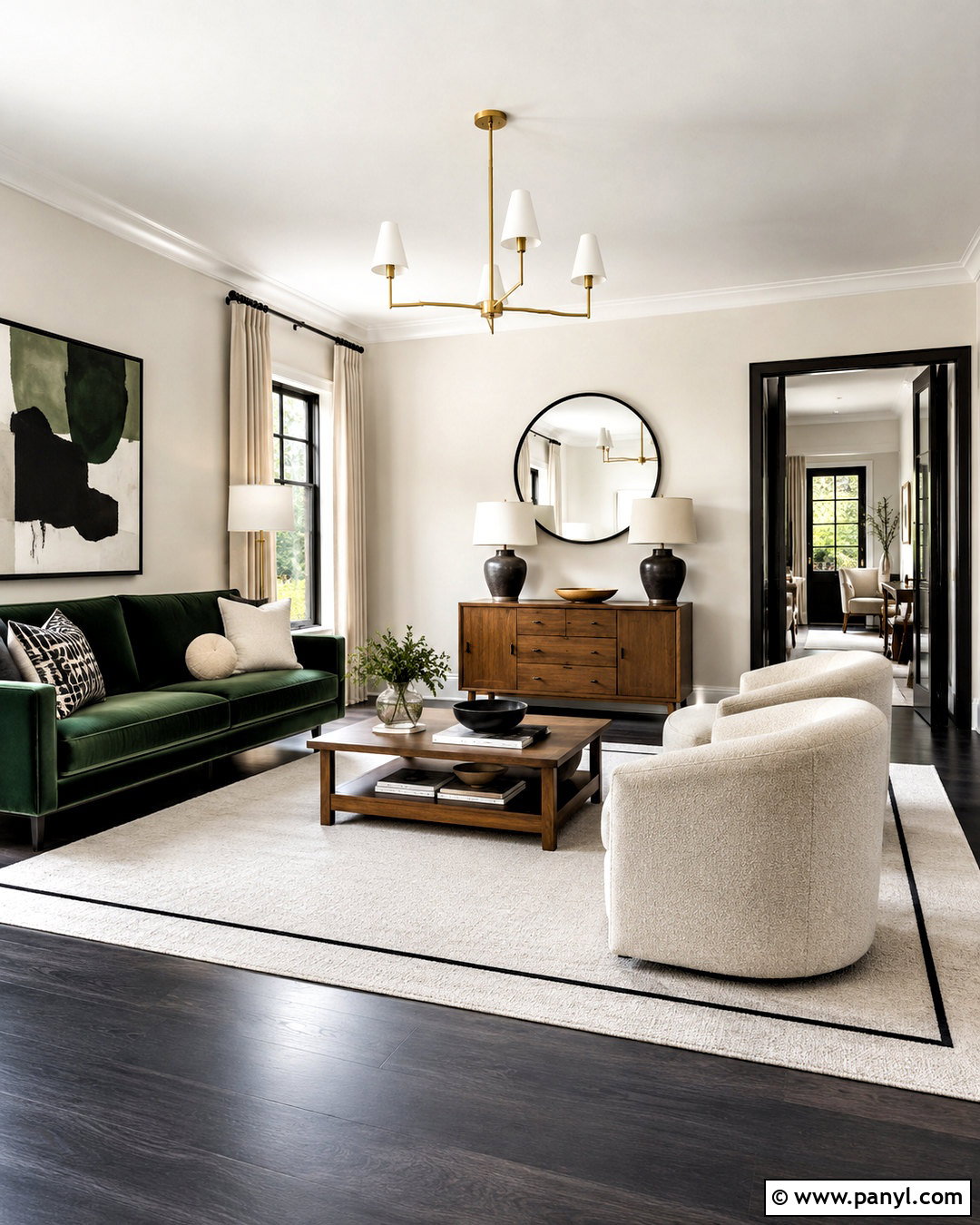 Dark Grey Flooring With Emerald Green Furniture - 20 dark grey flooring living room ideas