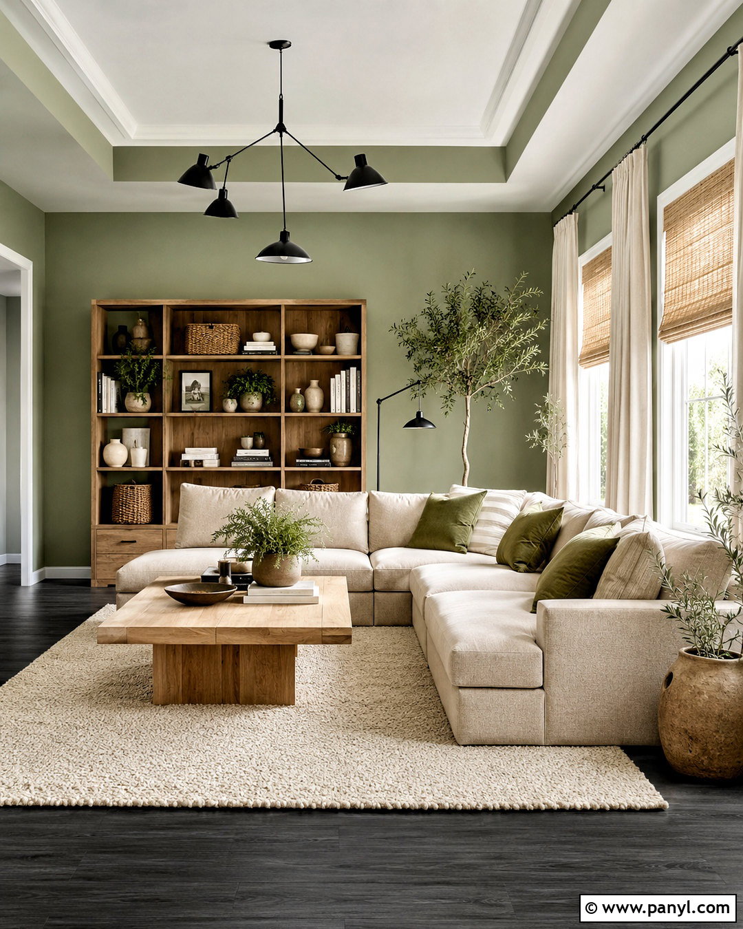 Dark Grey Flooring With Sage Green Walls - 20 dark grey flooring living room ideas