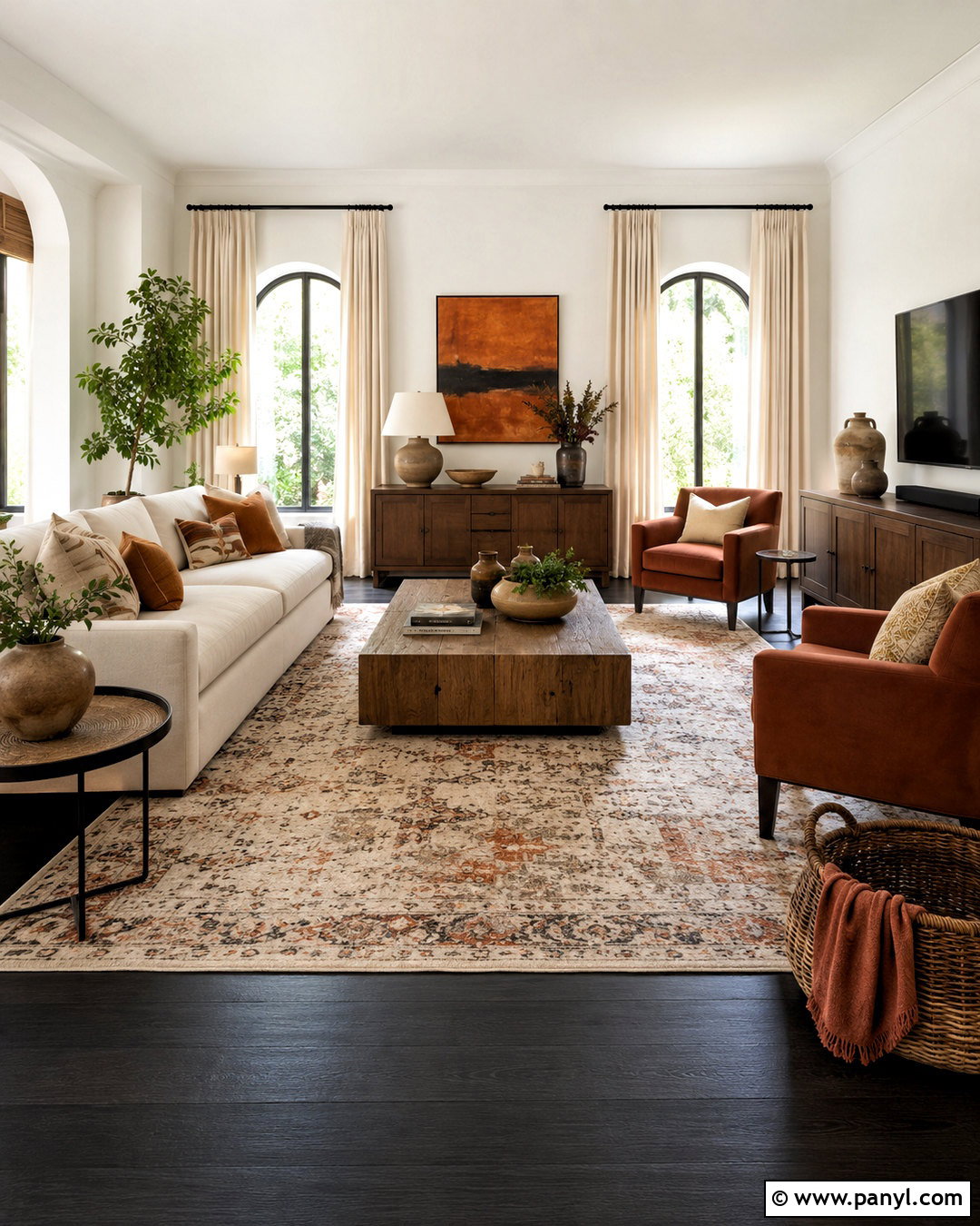 Dark Grey Flooring With Terracotta Accents - 20 dark grey flooring living room ideas