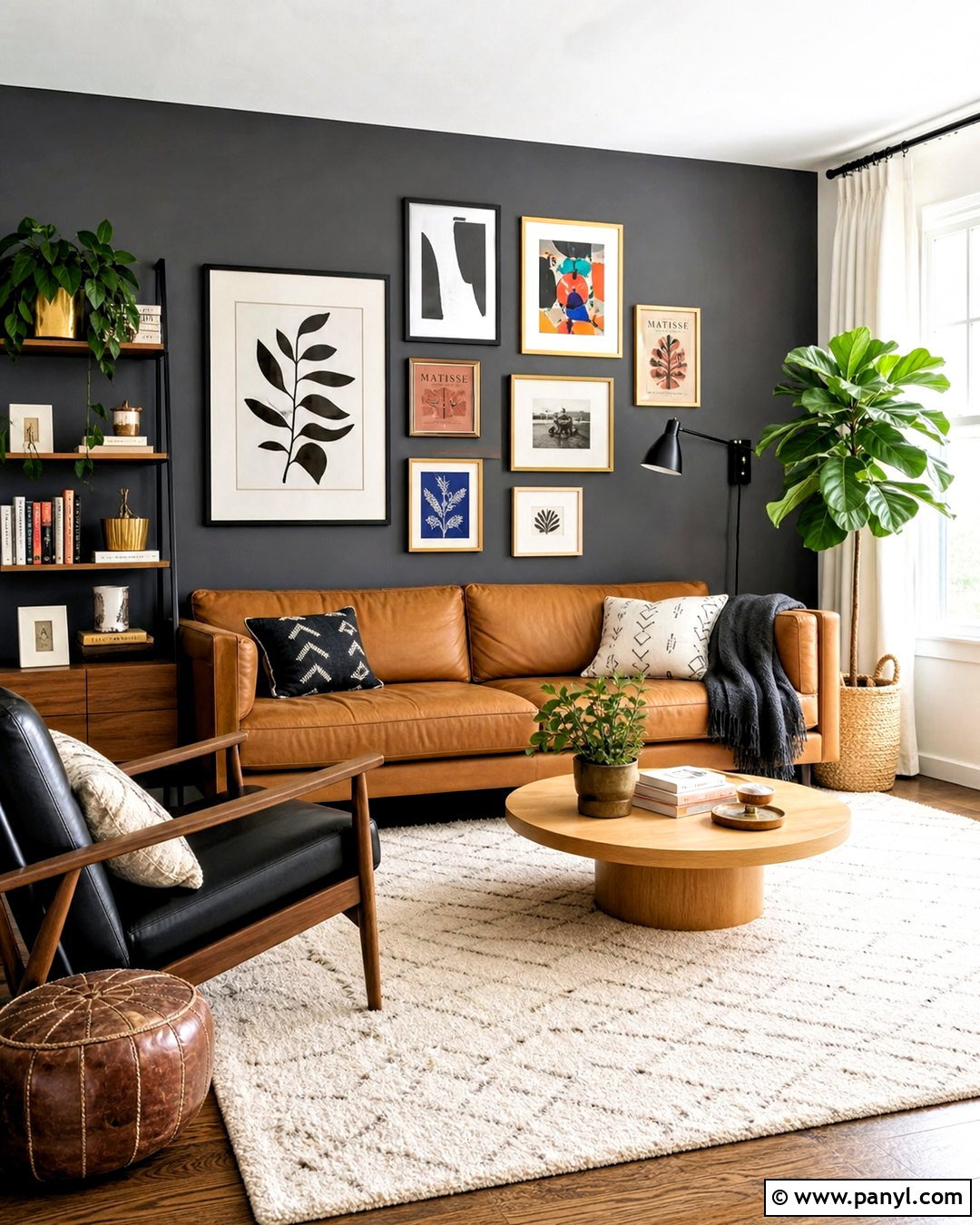 Dark Grey Gallery Feature Wall - 20 grey feature wall living room ideas