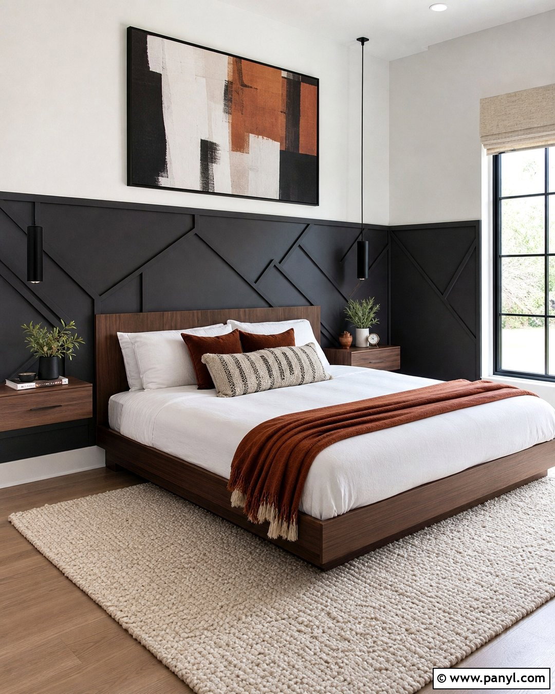 Dark Grey Geometric Half Wall - 20 Dark Grey Half Wall Ideas