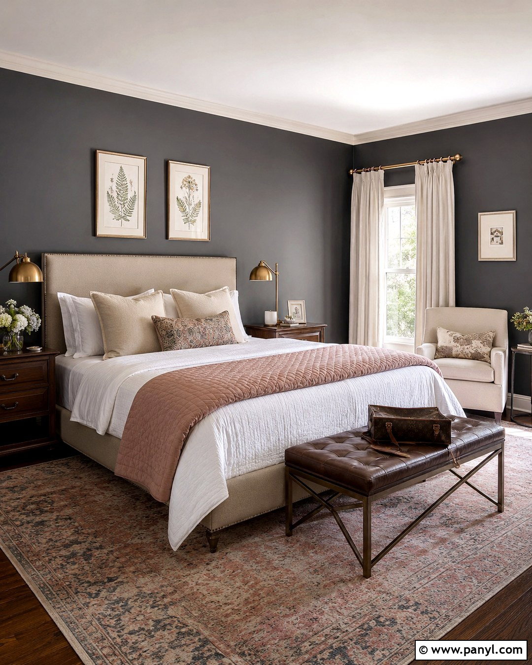 Dark Grey Guest Room Walls With Blush Accents - 20 Dark Grey Interior Walls