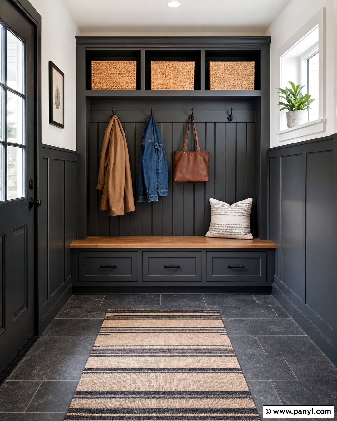 Dark Grey Half Wall Mudroom - 20 Dark Grey Half Wall Ideas