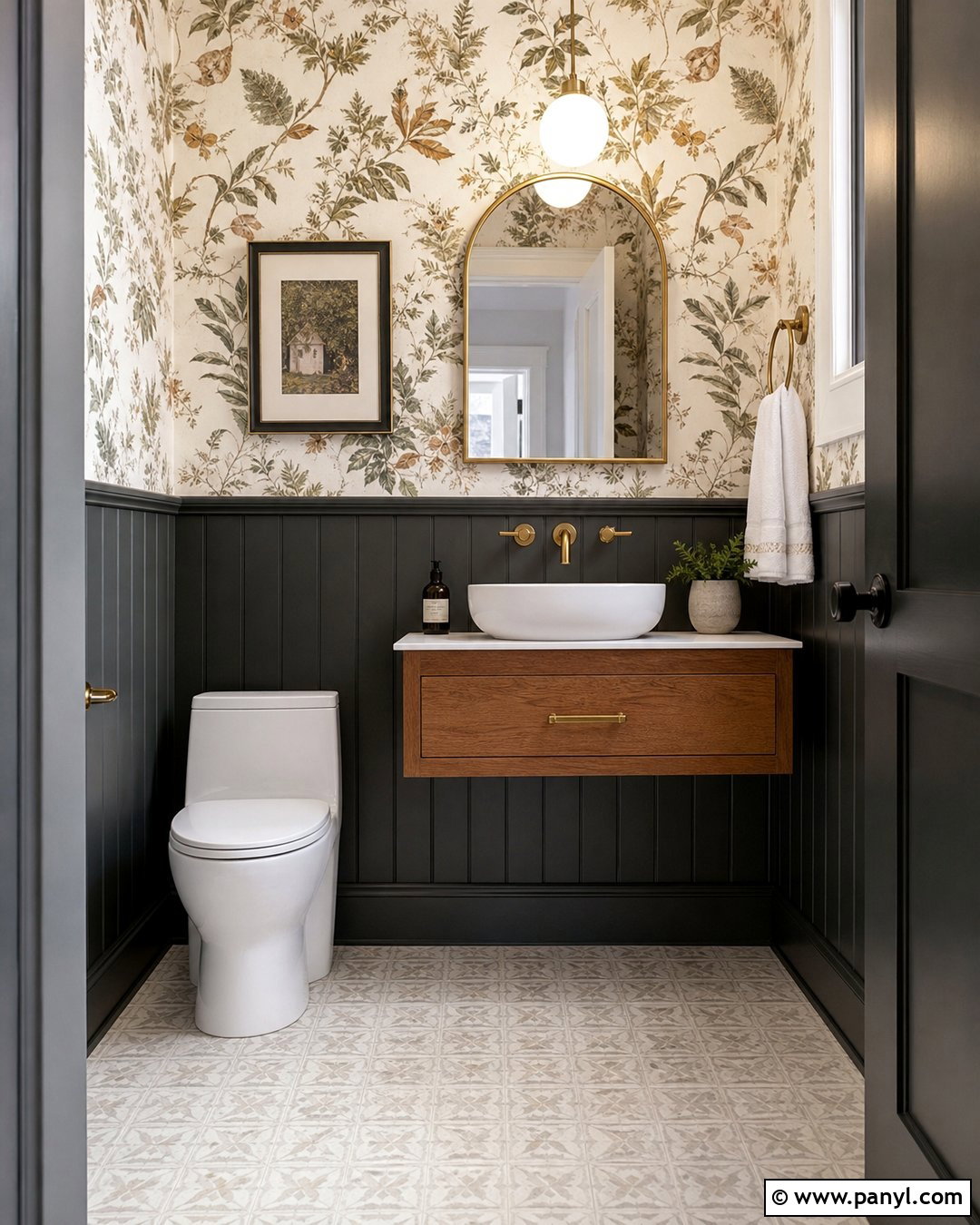 Dark Grey Half Wall Powder Room - 20 Dark Grey Half Wall Ideas
