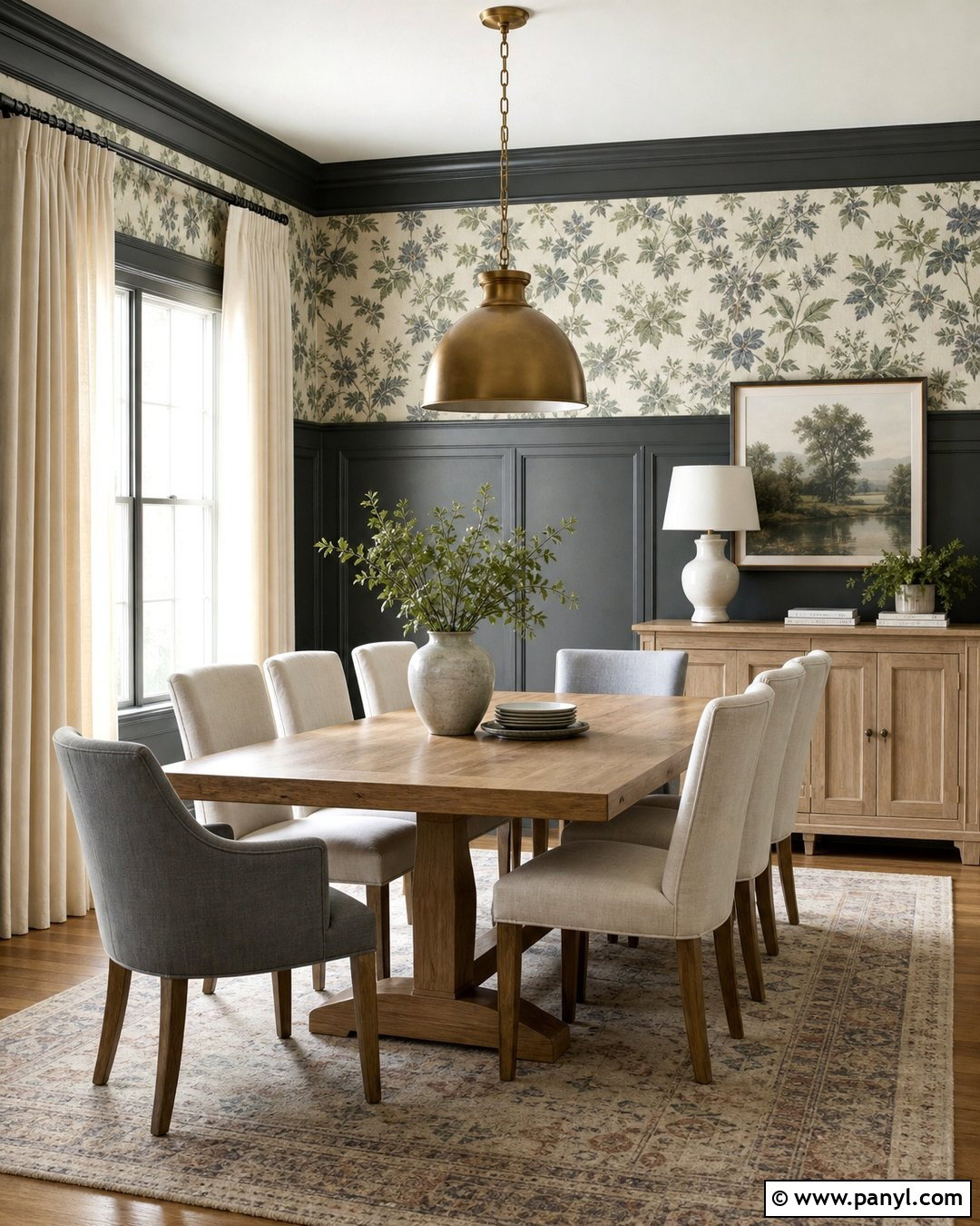 Dark Grey Half Wall With Wallpaper - 20 Dark Grey Half Wall Ideas