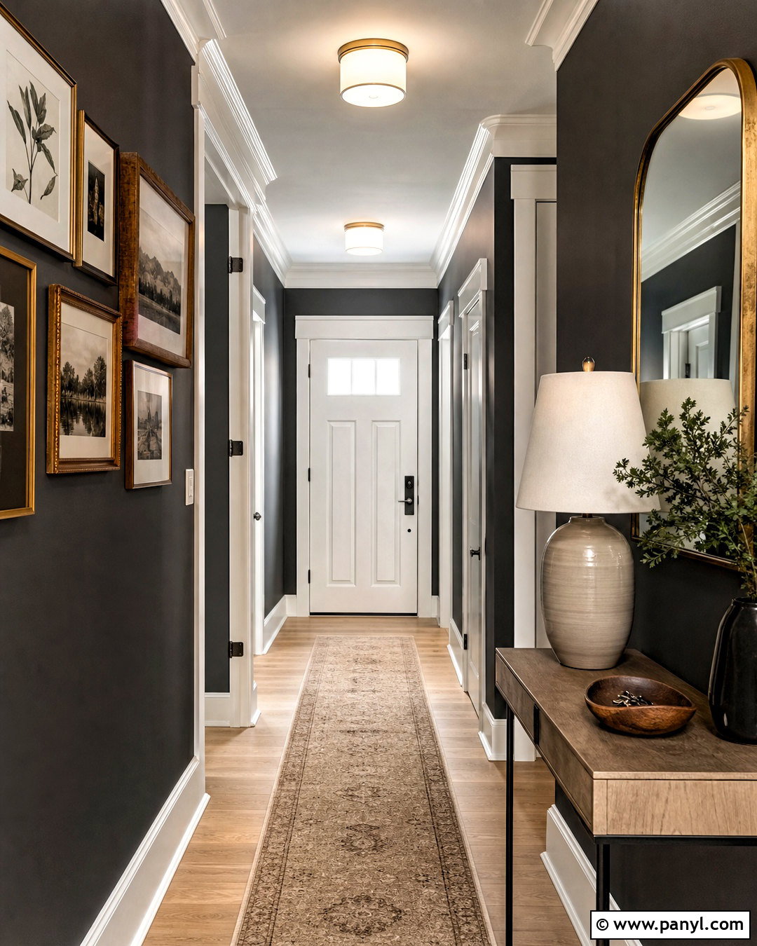 Dark Grey Hallway With White Trim - 20 dark grey interior ideas