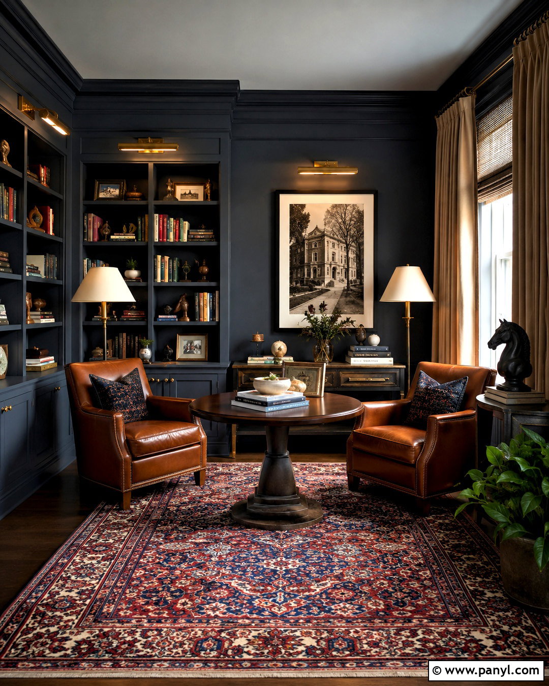 Dark Grey Home Library - 40 Dark Grey Walls