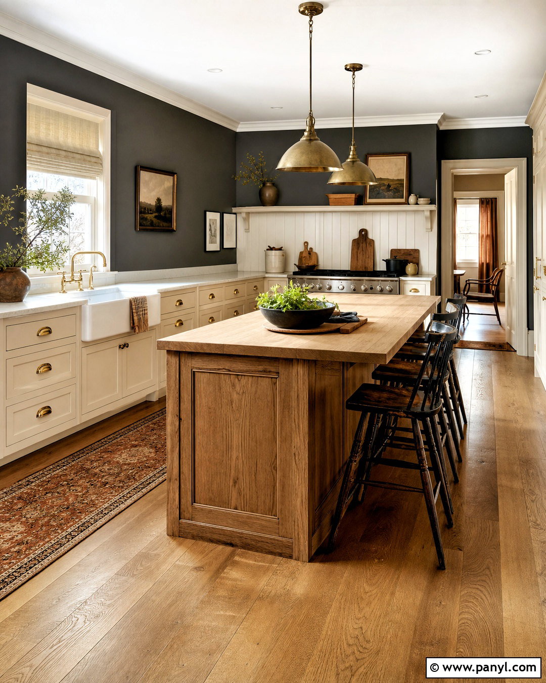 Dark Grey Kitchen Walls In A Farmhouse Kitchen - 20 dark grey kitchen walls