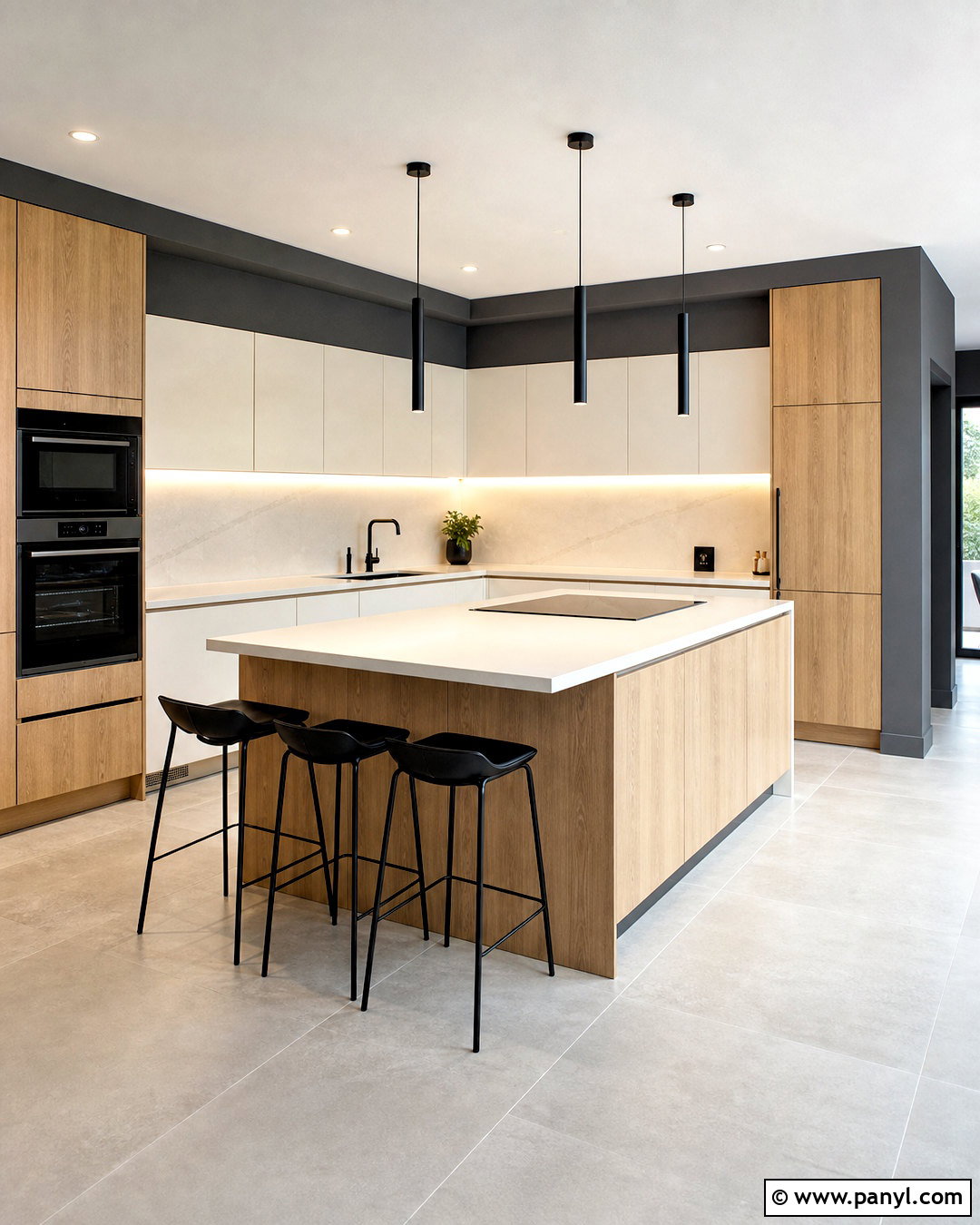 Dark Grey Kitchen Walls In A Modern Kitchen - 20 dark grey kitchen walls
