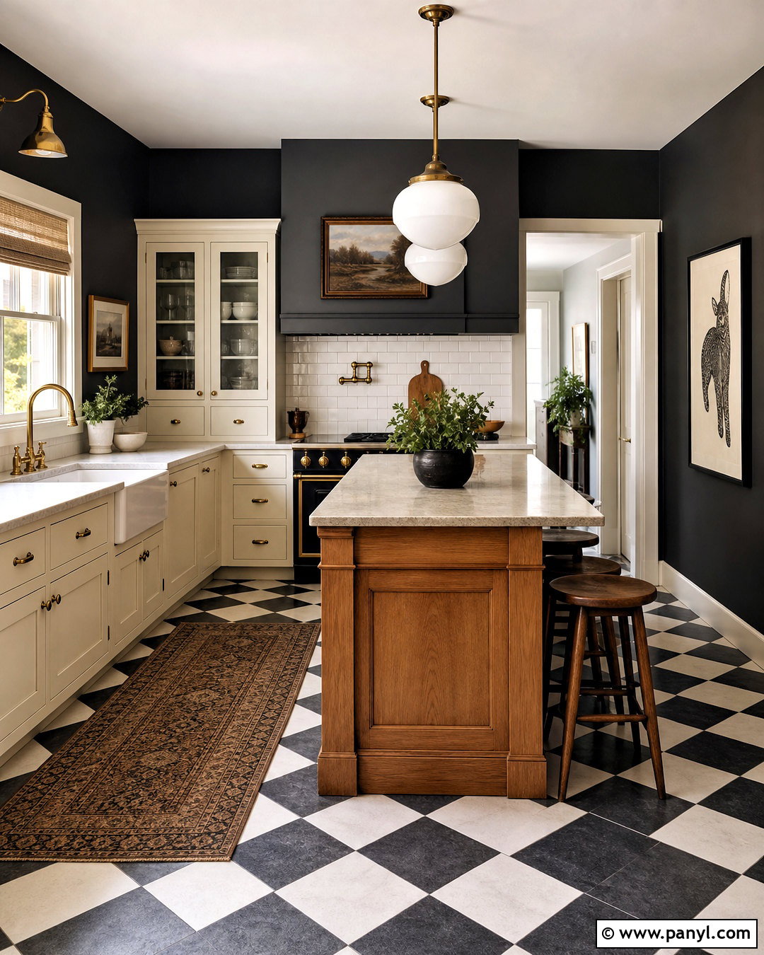 Dark Grey Kitchen Walls With Checkerboard Flooring - 20 dark grey kitchen walls