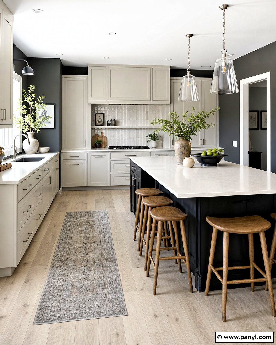 Dark Grey Kitchen Walls With Light Wood Flooring - 20 dark grey kitchen walls