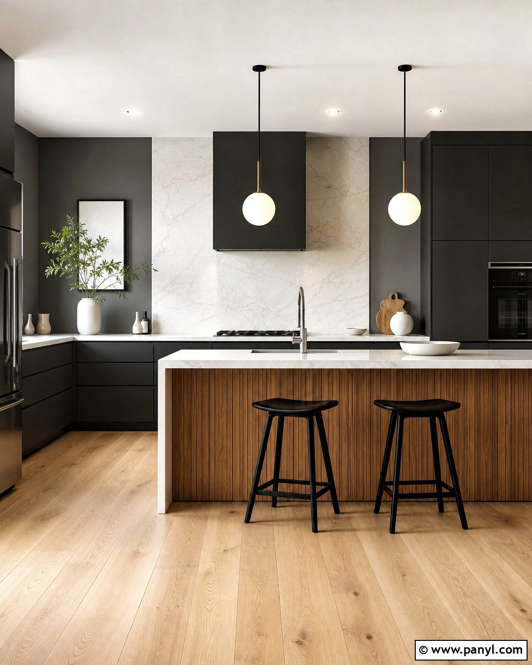 Dark Grey Kitchen Walls With Matte Black Cabinets - 20 dark grey kitchen walls
